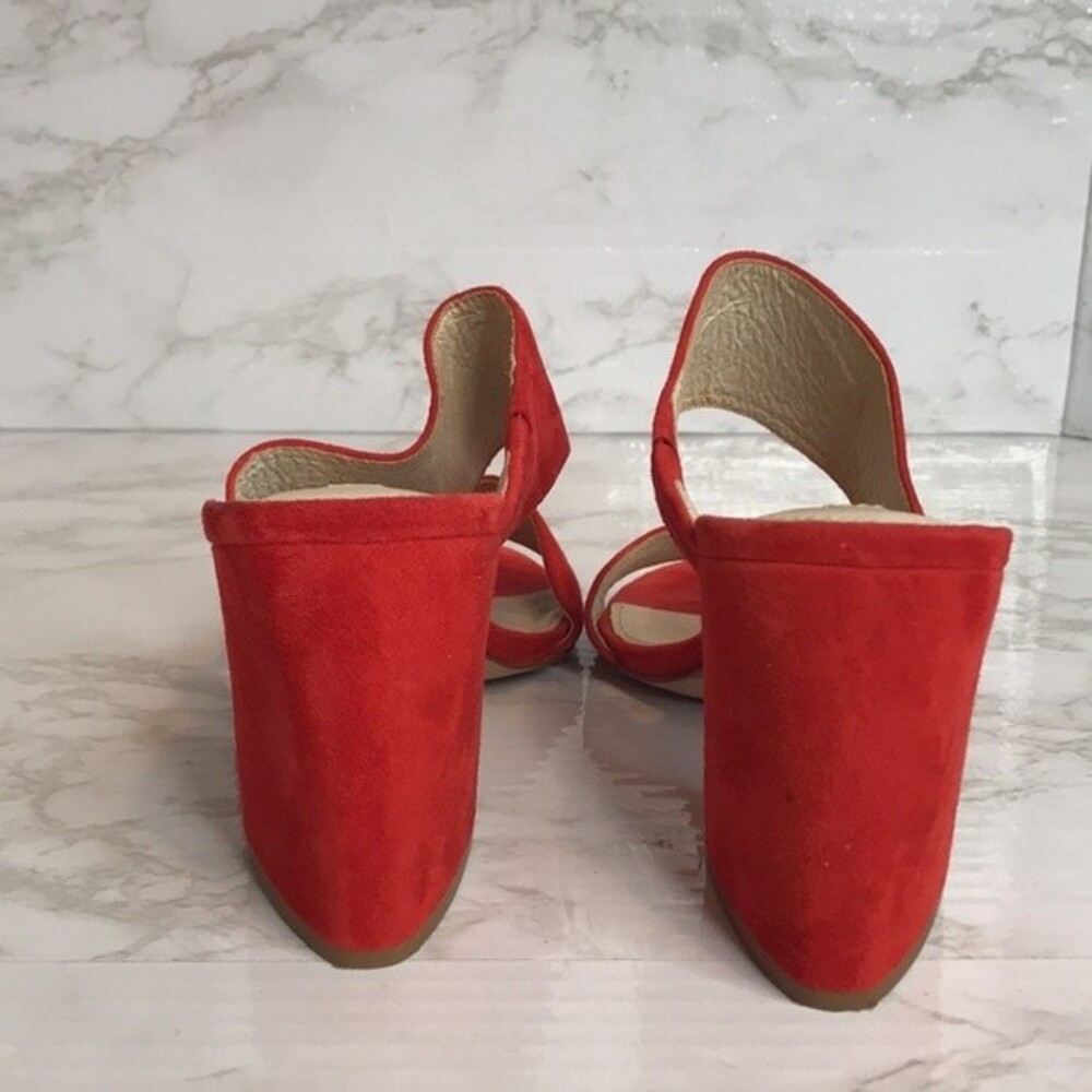 Louise et cie red orange suede strappy block heels  shoes size 8.5m - Picture 7 of 11